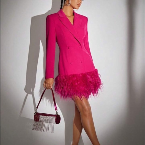Hot Pink Womens
Double Breasted Fuzzy Hem
Blazer Dress different size available - Picture 3 of 5